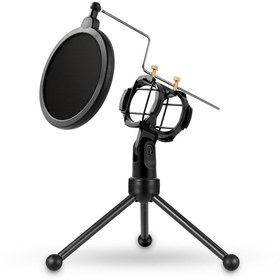 تصویر پایه میکروفون رومیزی یانمای مدل PS-3 به همراه پاپ فیلتر YANMAI PS-3 POP-FILTER SHOCKPROOF TRIPOD