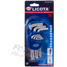 تصویر آچار آلن دسته کوتاه 9 عددی لیکوتا مدل 2HW10091DPM LICOTA 9 PCS SHORT TYPE HEX KEY WRENCH SET MODEL 2HW10091DPM