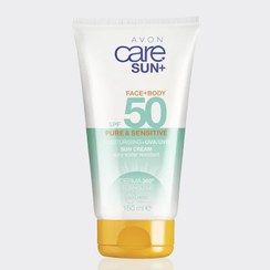 تصویر ضدآفتاب پوست حساس آون 150 میل مدل Avon Care Sun+ spf50 Pure & Sensetive 