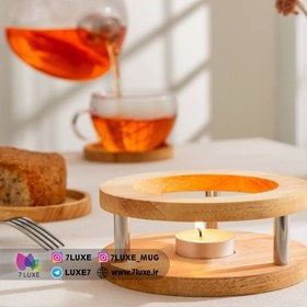 تصویر وارمر قوری چوبی و استیل گرد مدل 3536 