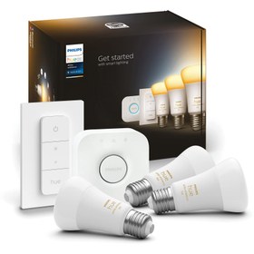 تصویر لامپ هوشمند ۳ پارچه فیلیپس مدل Hue WA 8-75 W ست استارت سفید بلوتوث دار Philips Hue WA 8-75 W LED E27