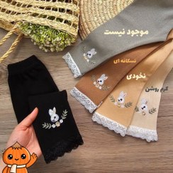 تصویر لگ دخترانه طرح خرگوش رنگ کرم 