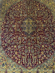 تصویر فرش دستباف 12متری تمام پشم آنتیک کرمان تمام پشم طلاشور کد0300016 Handmade 12m full wool antique carpet,Kermanian design,Goldwashed,code 0300016