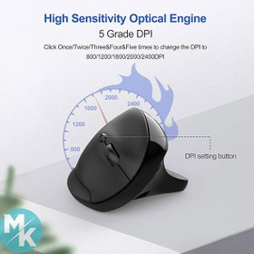 تصویر TECKNET Rechargeable Ergonomic Mouse, 2.4G Wireless Vertical Mouse 5-Level Adjustable 2400 DPI, Ergo Mouse for Laptop/PC/Desktop, Compatible with Mac/Windows/Linux 