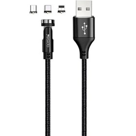 تصویر کابل تبدیل مغناطیسی USB به microUSB / USB-C / لایتنینگ یسیدو مدل CA68 طول 1 متر Yesido CA68 Type-C Fast Charge Cable