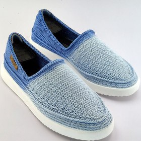 تصویر گیوه مردانه دو رنگ آبی با جنس نخ پنبه 