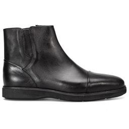 تصویر چکمه و بوت مشکی مردانه پوتین چرمی واقعی سیاه Alba 