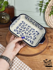 تصویر تابه مستطیل کوچک گل آبی 