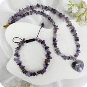 تصویر نیم ست آمیتیست چیپسی با آویز قلب 