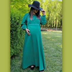 تصویر مانتو پیراهن بارداری نوار دوزی کد ۶۸۴ 