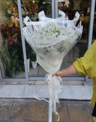 تصویر دسته گل عروس سفید طرح فرنوش 