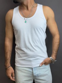 تصویر رکابی تنگ تاپ مردانه سفید 100 