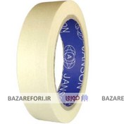 تصویر چسب کاغذی با عرض 5سانتی گتر(پهن) 30 یاردی برند جانسون فروشگاه چسب کارینو - بازار فوری Paper adhesive tape 5 cm wide- 30 yards- Johnson bra​nd- Carino adhesive stO​Re