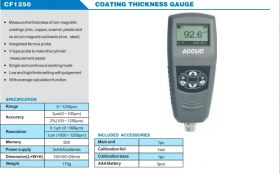 تصویر ضخامت سنج دو فک و پوشش گالوانیزه Accud (آکاد) مدل CF1250 