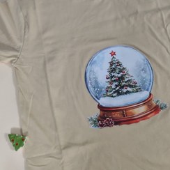 تصویر تیشرت زنانه نخ پنبه فری سایز طرح کریسمسی 