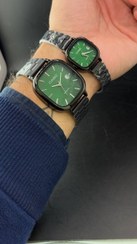 تصویر ساعت ترند بند استیل کاسیو - زنانه / مشکی صفحه سبز Casio