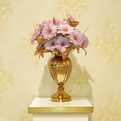 تصویر گلدان تندیس کد 1026 - فلزی و شیشه ای طلایی 
