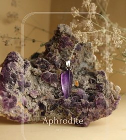 تصویر گردنبند آمیتیست زنجیر استیل رنگ ثابت Amethyst necklace