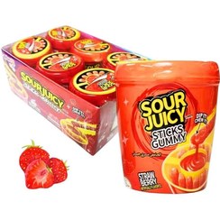 تصویر پاستیل ماری شکری با سس ترش sour juicy بسته 6 عددی طعم توت فرنگی 