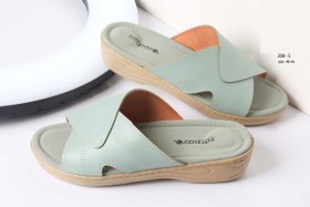 تصویر صندل رو فرشی مردانه با کفی طبی (جدید) کد 208-5 - سبز خاکی / 45 