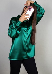 تصویر شومیز ساتن سبز 