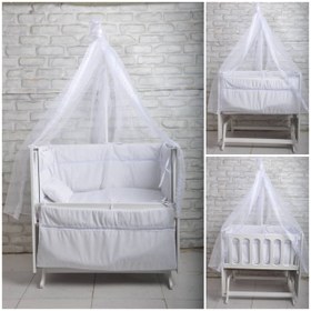 تصویر گهواره چوبی پیر کاردین سایز ۶۰ در ۹۰ و ۹۰ در ۱۱۰ 