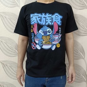 تصویر تیشرت کارتون طرح لیلو و استیچ نودالیت - مشکی / T-shirt Lilo and Stitch Ramen