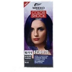 تصویر رنگ مو شامپویی شوک سورمه ای ویکو بدون آمونیاک شماره 6.11 آبی weeko No. 6.11 Ammonia-free shock shampoo hair color blue