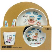 تصویر ست ظروف نوزاد و کودک کوکو بامبو مدل پسرانه ملوان مجموعه 5 عددی 