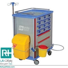 تصویر ترالی حمل دارو تمام ABS مدل H2 با کشوهای دارویی trolley