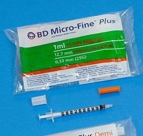 تصویر سرنگ انسولین 1 میلی لیتر 10 عددی BD insulin syringe 1ml