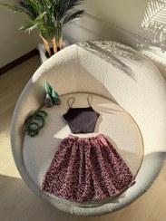 تصویر ست کراپ و دامن گل دار 