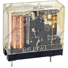 تصویر رله شیشه ای پی ال سی پایه معکوس امرون 12 ولت 10 آمپر 5 پایه OMRON PLC G2L-113P-V 