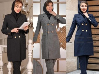 تصویر ست مانتو شلوار اداری زنانه دیپلمات رنگ مشکی 