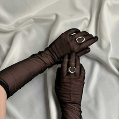 تصویر دستکش توری بلند ساده 