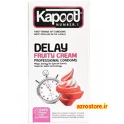 تصویر کاندوم تاخیری میوه ای کاپوت مدل فروتی تاخیری بسته 12 عددی Kapoot Condoms Delay Fruity Cream 12pcs