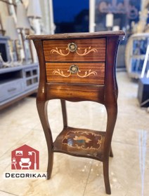 تصویر میز تلفن چوبی منبت کاری کد 02 