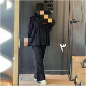 تصویر ست دو تیکه شومیز مانتویی و شلوار عروسکی جنس لینن سایز ۳۶ تا ۴۲ 