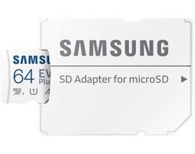 تصویر کارت حافظه MicroSDXC سامسونگ مدل Samsung EVO Plus UHS-I U1 A1 V10 ظرفیت 64 گیگابایت Samsung EVO PLUS UHS-I U1 A1 V10 64GB MicroSDXC + SD adapter