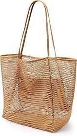 تصویر KALIDI Woven Tote Bag, Women Macaron Soft Leather Weave Handbag Purse Wrist Bag Large Capacity Work Shopping Travel Daily 