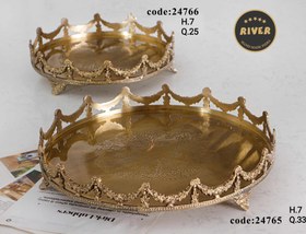 تصویر سینی گرد تاجی کوچک برنج _ ترنج