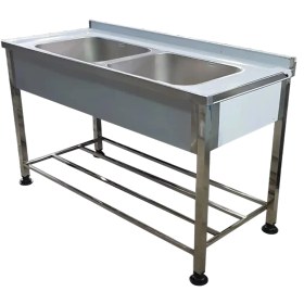 تصویر سینک صنعتی 120 سانتی دو لگن پرسی 