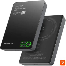 تصویر پاوربانک مغناطیسی پاورولوژی مدل MagVolt ظرفیت ۱۰ هزار 