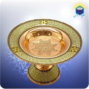 تصویر شیرینی خوری مس و خاتم کاری شالدار 20 سانت 