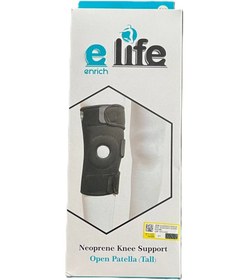 تصویر زانوبند کشکک باز نئوپرنی طرح آمریکایی الایف 640 elife neoprene knee support 640