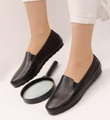 تصویر کفش کالج زنانه چرم طبیعی سایز ۳۶ تا ۴۰ رنگ مشکی و سفید 