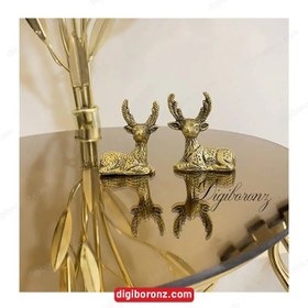 تصویر مجسمه برنجی برنزی مدل بچه آهو جفتی Pair of baby deer statue