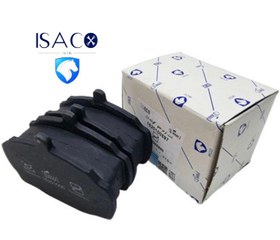 تصویر لنت ترمز چرخ جلو پیکان ایساکو جعبه سفید Front wheel brake pads of the arrow of Isaku, white box