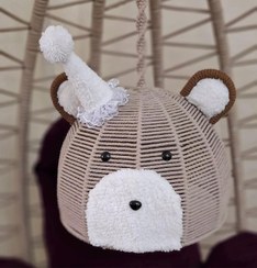 تصویر لوستر اتاق خواب بچگانه طنابی طرح رنگین‌کمان قطر ۳۵ - کرم / خرس kids room rope lamp