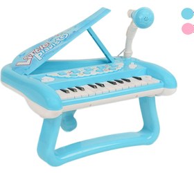 تصویر پیانو پایه دار موزیکال اسباب بازی همراه با میکروفون 